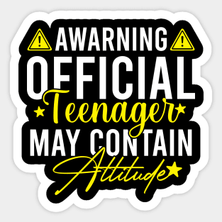 Awarning Official Teenager May Contain Attitude Sticker